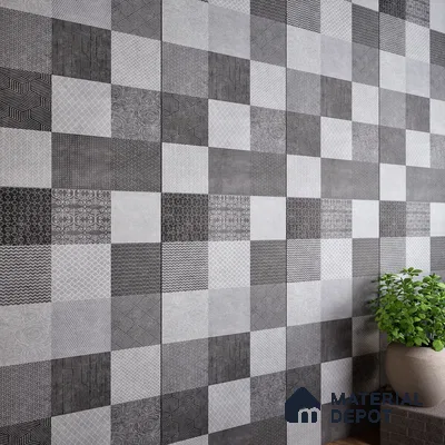 Highlighter Wall Tile TL 07486 B Mono Grey Decor 4 ft x 2 ft Carving Matte Finish Vitrified Tile - 9 mm | Suitable For Bathroom, Accent/Feature Wall, Balcony