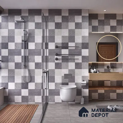 Highlighter Wall Tile TL 07486 B Mono Grey Decor 4 ft x 2 ft Carving Matte Finish Vitrified Tile - 9 mm | Suitable For Bathroom, Accent/Feature Wall, Balcony