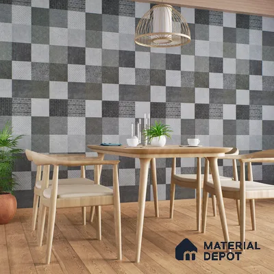 Highlighter Wall Tile TL 07486 B Mono Grey Decor 4 ft x 2 ft Carving Matte Finish Vitrified Tile - 9 mm | Suitable For Bathroom, Accent/Feature Wall, Balcony