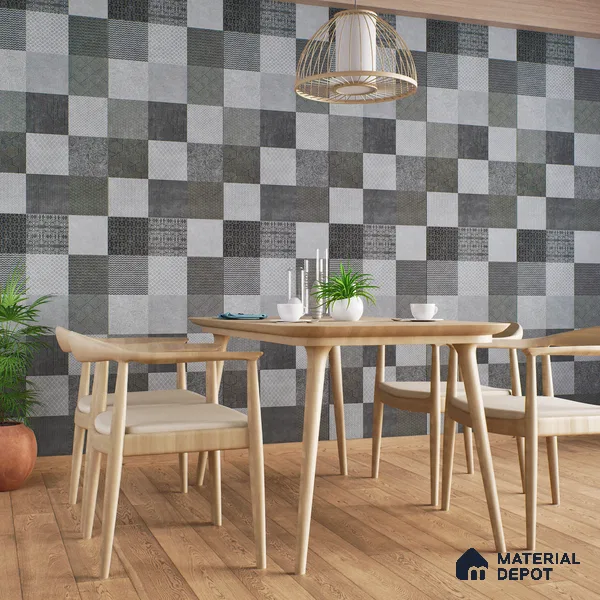 Highlighter Wall Tile TL 07486 B Mono Grey Decor 4 ft x 2 ft Carving Matte Finish Vitrified Tile - 9 mm | Suitable For Bathroom, Accent/Feature Wall, Balcony