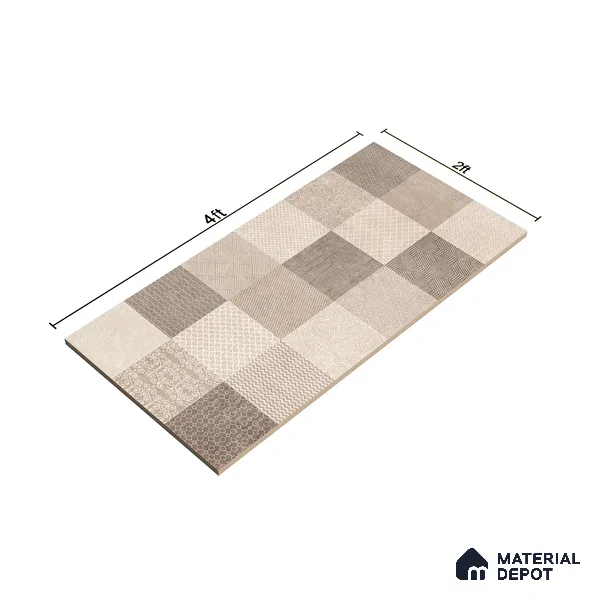 Highlighter Wall Tile TL 07486 Mono Beige Decor 4 ft x 2 ft Carving Matte Finish Vitrified Tile - 9 mm | Suitable For Bathroom, Accent/Feature Wall, Balcony