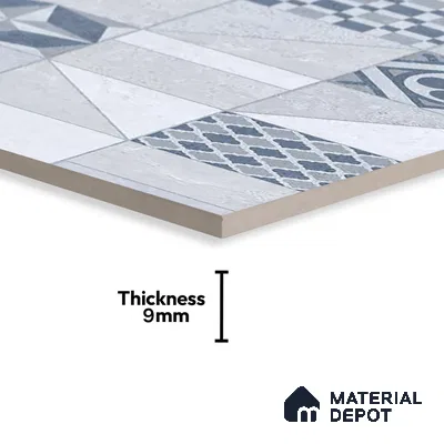 Moroccan Wall Tile TL 07487 B Epoxy Decor Blue 4 ft x 2 ft Carving Matte Finish Vitrified Tile - 9 mm | Suitable for Living Room, Bedroom & Bathroom