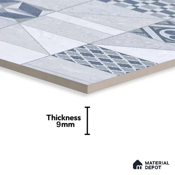 Moroccan Wall Tile TL 07487 B Epoxy Decor Blue 4 ft x 2 ft Carving Matte Finish Vitrified Tile - 9 mm | Suitable for Living Room, Bedroom & Bathroom