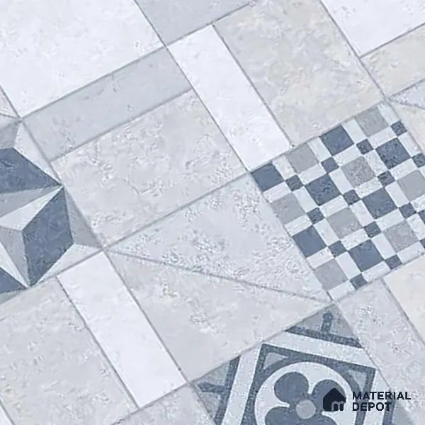 Moroccan Wall Tile TL 07487 B Epoxy Decor Blue 4 ft x 2 ft Carving Matte Finish Vitrified Tile - 9 mm | Suitable for Living Room, Bedroom & Bathroom