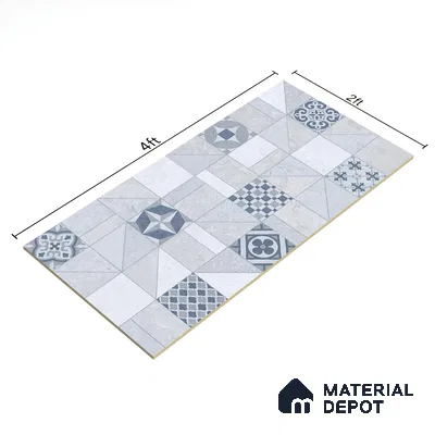 Moroccan Wall Tile TL 07487 B Epoxy Decor Blue 4 ft x 2 ft Carving Matte Finish Vitrified Tile - 9 mm | Suitable for Living Room, Bedroom & Bathroom
