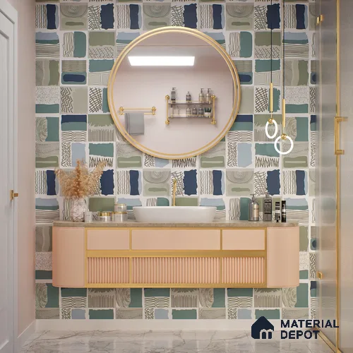 Highlighter Wall Tile TL 07489 B Decor Art Aqua 4 ft x 2 ft Carving Matte Finish Vitrified Tile - 9 mm | Suitable For Bathroom, Accent/Feature Wall, Dining Area