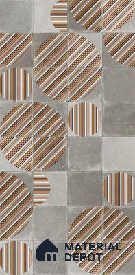 Highlighter Wall Tile TL 07490 Circle Decor Grey 4 ft x 2 ft Carving Matte Finish Vitrified Tile - 9 mm | Suitable For Bathroom, Accent/Feature Wall, Dining Area