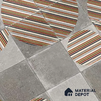 Highlighter Wall Tile TL 07490 Circle Decor Grey 4 ft x 2 ft Carving Matte Finish Vitrified Tile - 9 mm | Suitable For Bathroom, Accent/Feature Wall, Dining Area