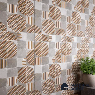 Highlighter Wall Tile TL 07490 Circle Decor Grey 4 ft x 2 ft Carving Matte Finish Vitrified Tile - 9 mm | Suitable For Bathroom, Accent/Feature Wall, Dining Area
