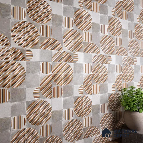 Highlighter Wall Tile TL 07490 Circle Decor Grey 4 ft x 2 ft Carving Matte Finish Vitrified Tile - 9 mm | Suitable For Bathroom, Accent/Feature Wall, Dining Area