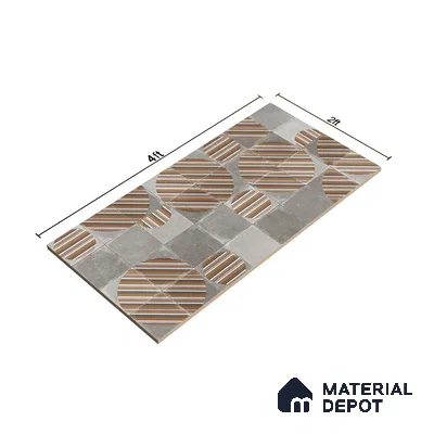 Highlighter Wall Tile TL 07490 Circle Decor Grey 4 ft x 2 ft Carving Matte Finish Vitrified Tile - 9 mm | Suitable For Bathroom, Accent/Feature Wall, Dining Area