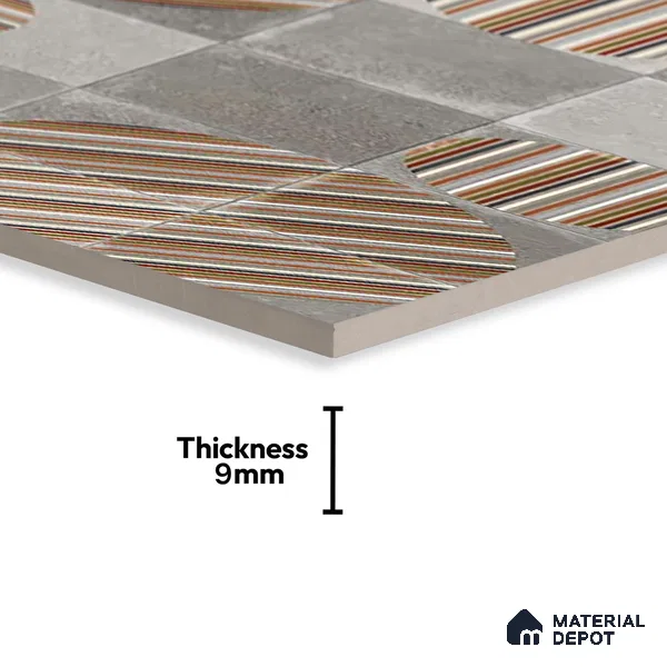 Highlighter Wall Tile TL 07490 Circle Decor Grey 4 ft x 2 ft Carving Matte Finish Vitrified Tile - 9 mm | Suitable For Bathroom, Accent/Feature Wall, Dining Area