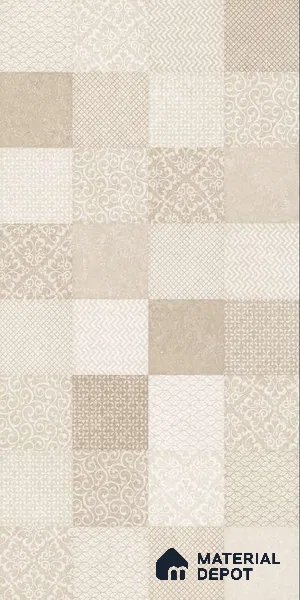 Moroccan Wall Tile TL 07491 Square Decor 4 ft x 2 ft Carving Matte Finish Vitrified Tile - 9 mm | Suitable for Living Room, Bedroom & Bathroom