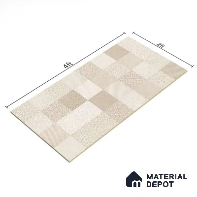 Moroccan Wall Tile TL 07491 Square Decor 4 ft x 2 ft Carving Matte Finish Vitrified Tile - 9 mm | Suitable for Living Room, Bedroom & Bathroom