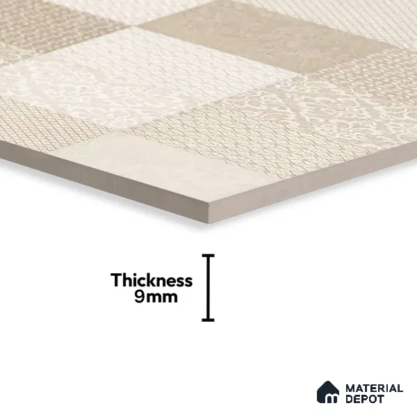 Moroccan Wall Tile TL 07491 Square Decor 4 ft x 2 ft Carving Matte Finish Vitrified Tile - 9 mm | Suitable for Living Room, Bedroom & Bathroom