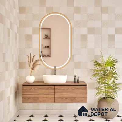 Moroccan Wall Tile TL 07491 Square Decor 4 ft x 2 ft Carving Matte Finish Vitrified Tile - 9 mm | Suitable for Living Room, Bedroom & Bathroom