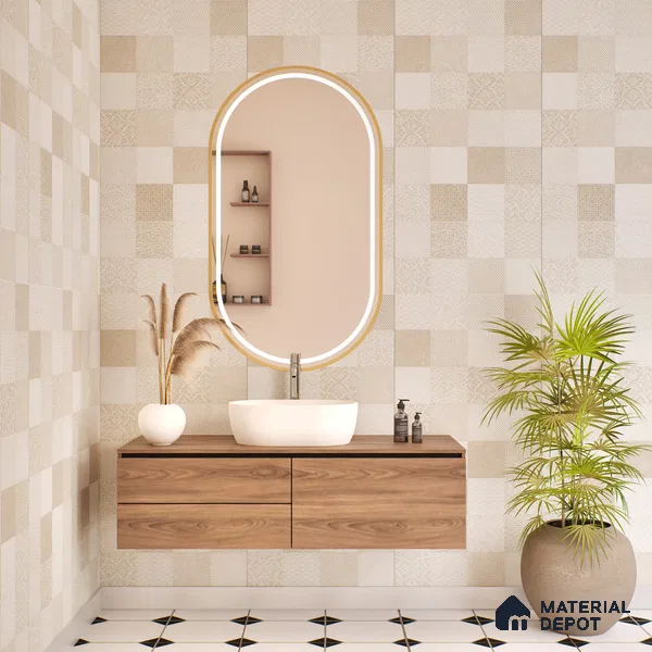 Moroccan Wall Tile TL 07491 Square Decor 4 ft x 2 ft Carving Matte Finish Vitrified Tile - 9 mm | Suitable for Living Room, Bedroom & Bathroom