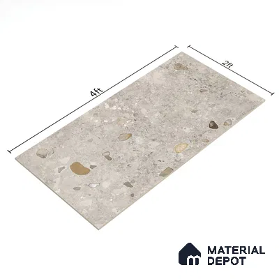 Stone Wall & Floor Tile TL 07495 B Exotic Stone Pearl 4 ft x 2 ft Gris Vitrified Matte Finish Tile - 9 mm | Ideal for Living Room, Bathroom, Kitchen