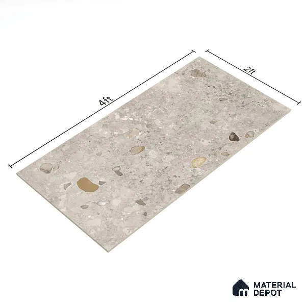 Stone Wall & Floor Tile TL 07495 B Exotic Stone Pearl 4 ft x 2 ft Gris Vitrified Matte Finish Tile - 9 mm | Ideal for Living Room, Bathroom, Kitchen