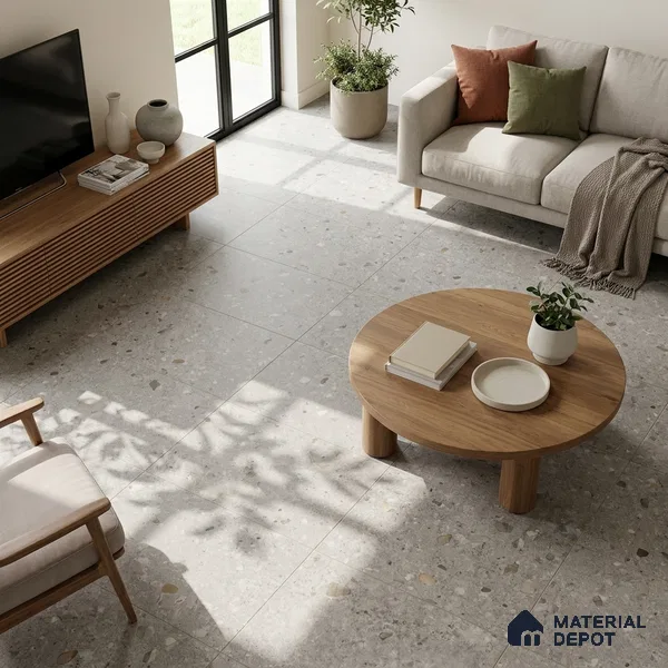 Stone Wall & Floor Tile TL 07495 B Exotic Stone Pearl 4 ft x 2 ft Gris Vitrified Matte Finish Tile - 9 mm | Ideal for Living Room, Bathroom, Kitchen