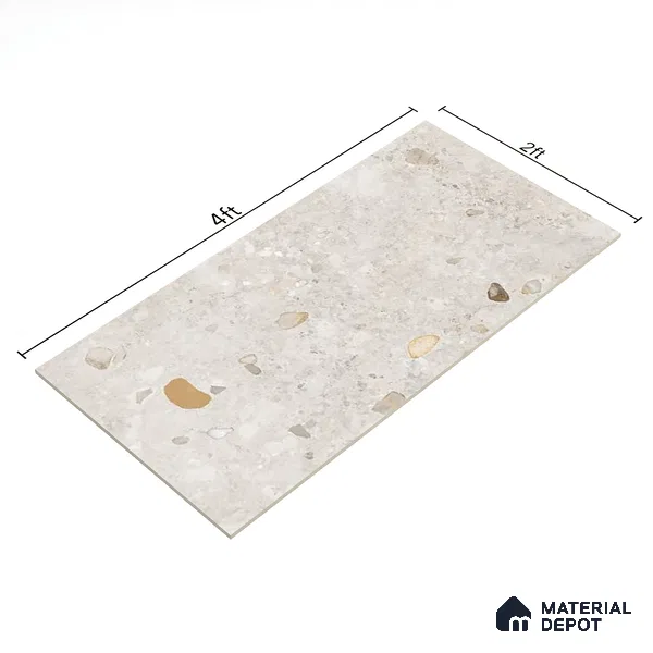 Stone Wall & Floor Tile TL 07495 Exotic Stone Blanco 4 ft x 2 ft Grey Vitrified Matte Finish Tile - 9 mm | Ideal for Living Room, Bathroom, Kitchen