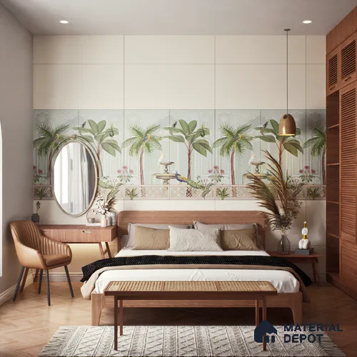 Tropical Wall Tile TL 07497 Prestige Royal Haveli Haven 4 ft x 2 ft Designer Tiles Vitrified Matte Finish - 9 mm | 1 Box Contain A & B Faces | Suitable for Bathroom, Accent/Feature Wall, Dining Area
