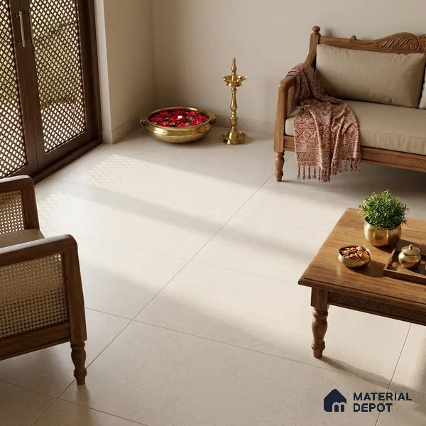 Cement Wall & Floor Tile TL 07499 B Beige 4 ft x 2 ft Matte Finish Vitrified Tile - 9 mm | Suitable For Living Room, Bedroom, Kitchen