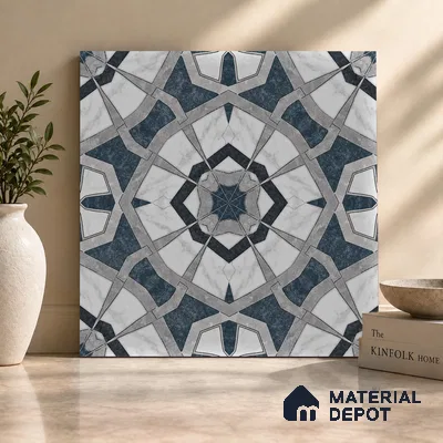 Moroccan Look Floor & Wall Tile TL 07500 Izar 2 ft x 2 ft Sinker Finish Vitrified Tile - 9 mm | Suitable For Balcony, Terrace, Courtyard | Please Expect a Slight Variation of Pattern