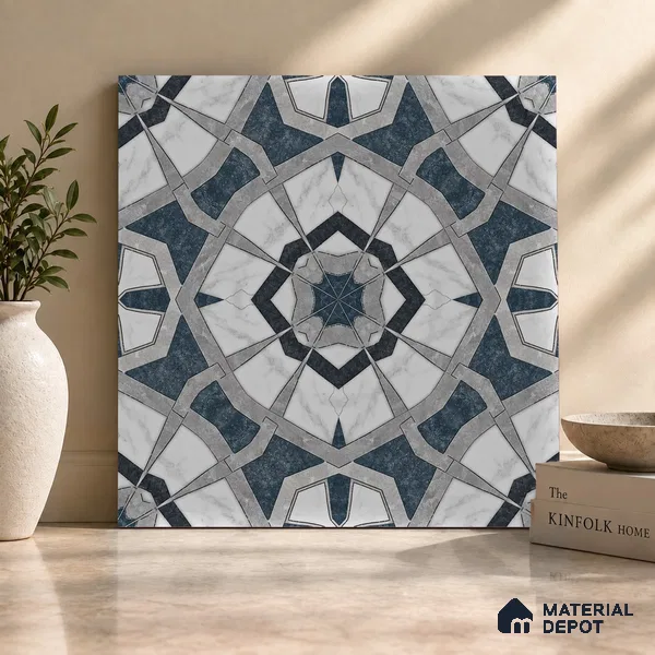 Moroccan Look Floor & Wall Tile TL 07500 Izar 2 ft x 2 ft Sinker Finish Vitrified Tile - 9 mm | Suitable For Balcony, Terrace, Courtyard | Please Expect a Slight Variation of Pattern