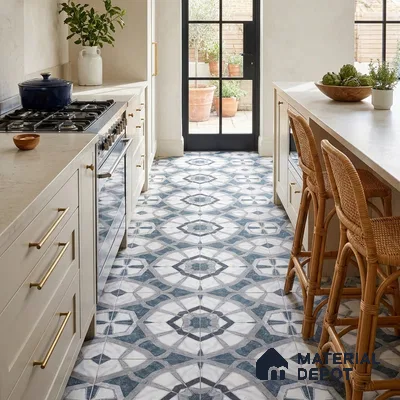 Moroccan Look Floor & Wall Tile TL 07500 Izar 2 ft x 2 ft Sinker Finish Vitrified Tile - 9 mm | Suitable For Balcony, Terrace, Courtyard | Please Expect a Slight Variation of Pattern
