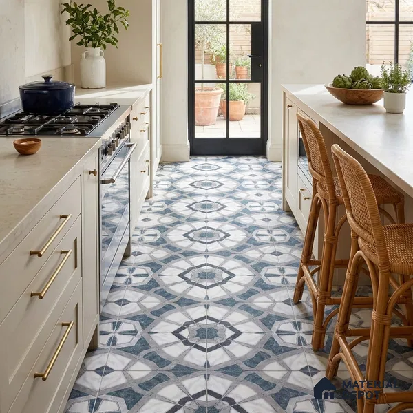 Moroccan Look Floor & Wall Tile TL 07500 Izar 2 ft x 2 ft Sinker Finish Vitrified Tile - 9 mm | Suitable For Balcony, Terrace, Courtyard | Please Expect a Slight Variation of Pattern