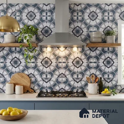 Moroccan Look Floor & Wall Tile TL 07500 Izar 2 ft x 2 ft Sinker Finish Vitrified Tile - 9 mm | Suitable For Balcony, Terrace, Courtyard | Please Expect a Slight Variation of Pattern