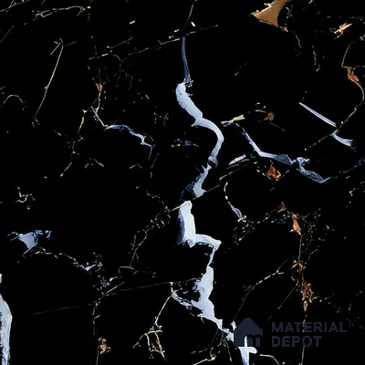 Marble Portoro Wall & Floor Tile TL 07502 Jet Black 4 ft x 2 ft High Gloss Finish Vitrified Tile - 9 mm | Suitable For Living Room, Bedroom, Dining