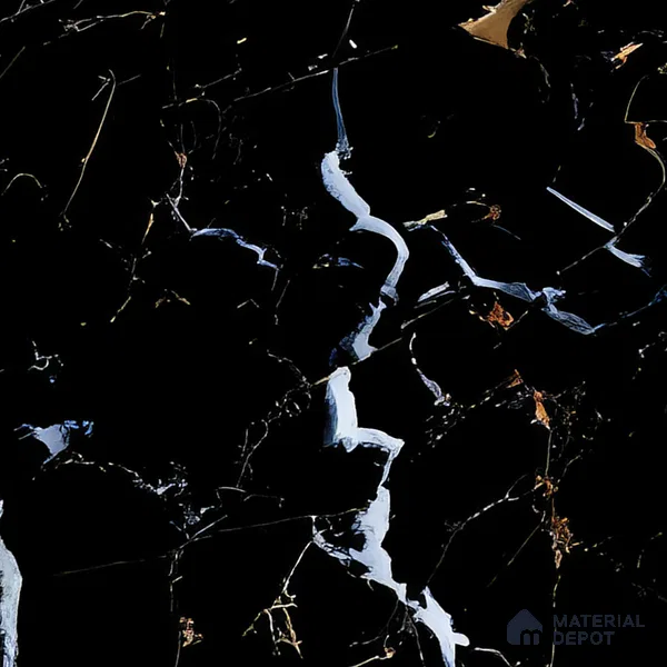 Marble Portoro Wall & Floor Tile TL 07502 Jet Black 4 ft x 2 ft High Gloss Finish Vitrified Tile - 9 mm | Suitable For Living Room, Bedroom, Dining