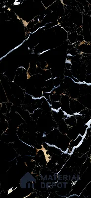 Marble Portoro Wall & Floor Tile TL 07502 Jet Black 4 ft x 2 ft High Gloss Finish Vitrified Tile - 9 mm | Suitable For Living Room, Bedroom, Dining