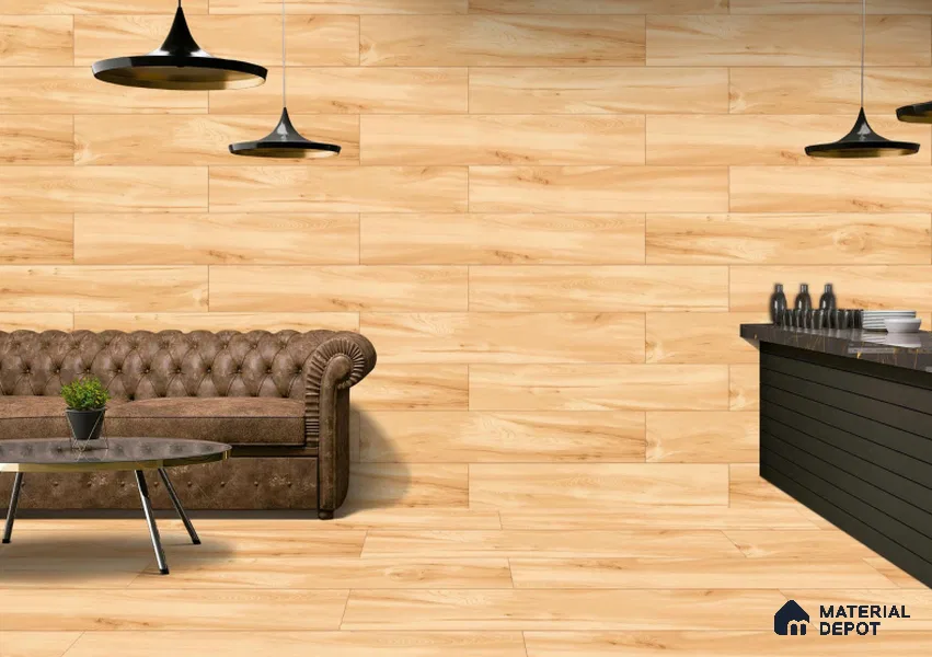 Wood Floor & Wall Tile TL 07509 4 ft x 0.65 ft Vitrified Matte Finish - 9 mm | 2-3 mm Spacer is Mandatory
