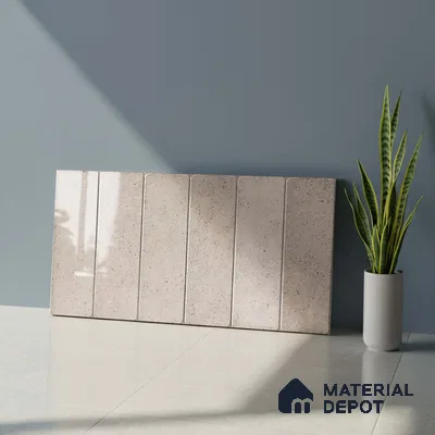 Beige Stone Wall Tile TL 07514  Dragface Crema 2 ft x 1 ft Ceramic Glossy Finish - 8 mm |  Suitable for Living Room, Bedroom, Bathroom
