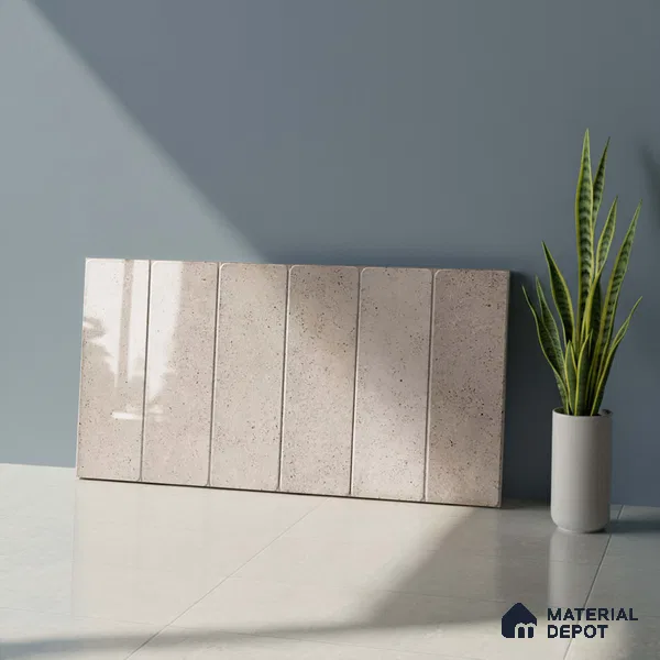 Beige Stone Wall Tile TL 07514  Dragface Crema 2 ft x 1 ft Ceramic Glossy Finish - 8 mm |  Suitable for Living Room, Bedroom, Bathroom