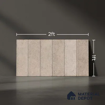 Beige Stone Wall Tile TL 07514  Dragface Crema 2 ft x 1 ft Ceramic Glossy Finish - 8 mm |  Suitable for Living Room, Bedroom, Bathroom