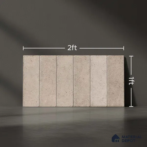 Beige Stone Wall Tile TL 07514  Dragface Crema 2 ft x 1 ft Ceramic Glossy Finish - 8 mm |  Suitable for Living Room, Bedroom, Bathroom