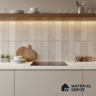 Beige Stone Wall Tile TL 07514  Dragface Crema 2 ft x 1 ft Ceramic Glossy Finish - 8 mm |  Suitable for Living Room, Bedroom, Bathroom
