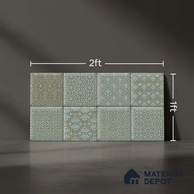 Green Highlighter Wall Tile TL 07515 B Plaid Deep Aqua Decor 2 ft x 1 ft Ceramic Glossy Finish - 8 mm | Suitable For Kitchen, Bathroom & Accent/Feature Wall