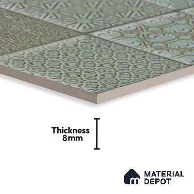 Green Highlighter Wall Tile TL 07515 B Plaid Deep Aqua Decor 2 ft x 1 ft Ceramic Glossy Finish - 8 mm | Suitable For Kitchen, Bathroom & Accent/Feature Wall