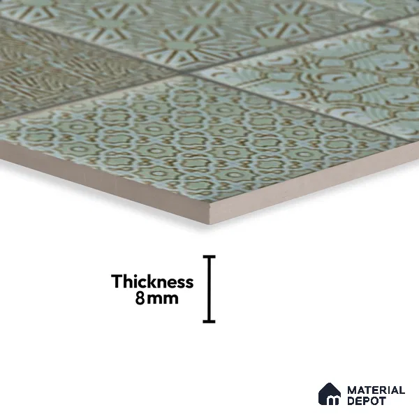 Green Highlighter Wall Tile TL 07515 B Plaid Deep Aqua Decor 2 ft x 1 ft Ceramic Glossy Finish - 8 mm | Suitable For Kitchen, Bathroom & Accent/Feature Wall