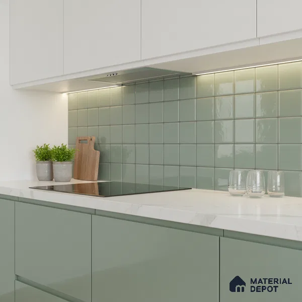 Faux Subway Wall Tile TL 07515 C  Plaid Deep Aqua 2 ft x 1 ft Ceramic Glossy Finish - 8 mm | Suitable for Bathroom, Kitchen backsplash | Please Expect a Slight Variation of Pattern (Sample)