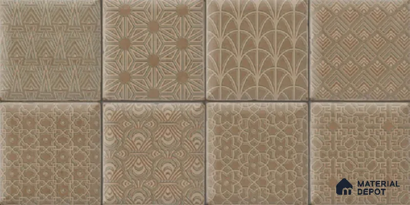 Brown Highlighter Wall Tile TL 07515 D Plaid Walnut Decor 2 ft x 1 ft Ceramic Glossy Finish - 8 mm | Suitable For Kitchen, Bathroom & Accent/Feature Wall