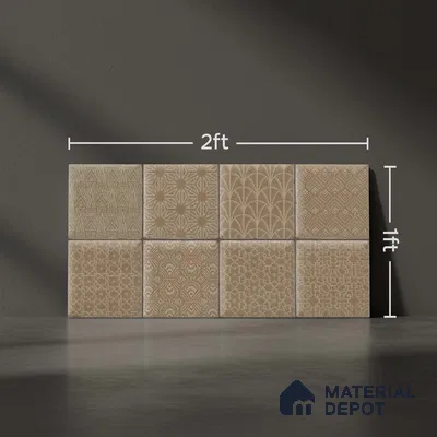Brown Highlighter Wall Tile TL 07515 D Plaid Walnut Decor 2 ft x 1 ft Ceramic Glossy Finish - 8 mm | Suitable For Kitchen, Bathroom & Accent/Feature Wall