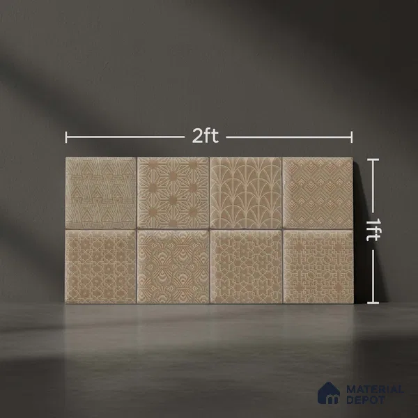 Brown Highlighter Wall Tile TL 07515 D Plaid Walnut Decor 2 ft x 1 ft Ceramic Glossy Finish - 8 mm | Suitable For Kitchen, Bathroom & Accent/Feature Wall