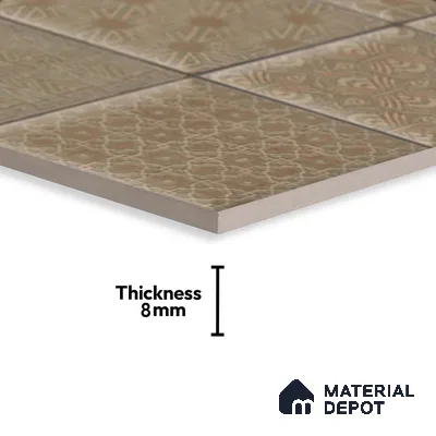 Brown Highlighter Wall Tile TL 07515 D Plaid Walnut Decor 2 ft x 1 ft Ceramic Glossy Finish - 8 mm | Suitable For Kitchen, Bathroom & Accent/Feature Wall