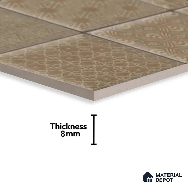 Brown Highlighter Wall Tile TL 07515 D Plaid Walnut Decor 2 ft x 1 ft Ceramic Glossy Finish - 8 mm | Suitable For Kitchen, Bathroom & Accent/Feature Wall